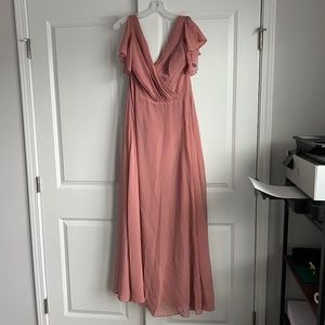 Davids Bridal Bridesmaid Dress with Flutter Sleeve Full Skirt